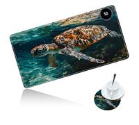 Dikoer Warm Desk Mat Heated Mouse Pad with Coaster 23.6 * 14 Inch, Olidik 3 Speed Touch Warm Extended Large Playmat Foot Warmer for Office Laptop Computer Home Game Accessories, Ocean Sea Turtle
