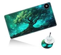 Dikoer Warm Desk Mat Heated Mouse Pad with Coaster 23.6 * 14 Inch, Olidik 3 Speed Touch Warm Extended Large Playmat Foot Warmer for Office Laptop Computer Home Game Accessories, Green Tree