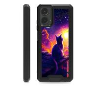 Dikoer Women Men Case for Motorola Moto G Power 5G 2024 Heavy Duty Dual Layer Hard PC Back Soft Silicone Shockproof Protective Phone Cover - Purple Moon Cat