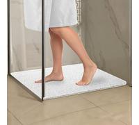 Dikots 60 x 60 cm Square shower mat non slip anti mould - White Loofah style PVC Non slip shower mat for inside shower - Washable and Quick Drying anti slip shower shower tray mat for Wet Surfaces