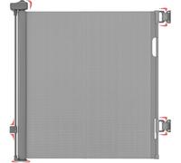 Dikots Grey Retractable Stair Gate for baby & Pet with secure 2-Step Lock - 140 cm wide & 86 cm tall extendable gate - Retractable Stair Gates for for Dogs - Baby gate for stairs, Indoor & doorways