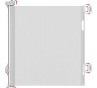 Dikots White Retractable Stair Gate for baby & Pet with secure 2-Step Lock - 140 cm wide & 86 cm tall extendable gate - Retractable Stair Gates for Dog & cat - Baby gate for stairs, Indoor & doorways