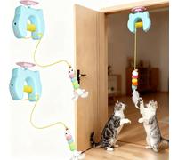 DIKSHORE Cat Toys for Indoor Cats Adult Kitten with Squeaky Sound and Adjustable Buckle,Door Hanging Interactive Toys,Automatic Retractable Exercising and Boredom Busters Cat Enrichment Toy (Blue)