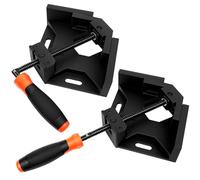 DIKTALK 2-Pack Right Angle Clamp | Self-Adjusting Aluminum Swing Jaw & Fold-Flat Handle | Corner Clamps for Woodworking, Welding & Gang-Clamping