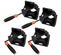 DIKTALK 4-Pack Right Angle Clamp | Self-Adjusting Aluminum Swing Jaw & Fold-Flat Handle | Corner Clamps for Woodworking, Welding & Gang-Clamping