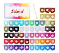 Dikunst Mica Powder for Epoxy Resin Pigment, Set of 56 Colour Powder for Wax Melt, Soap Dye for Soap Making Supplies, Nail Art, Bath Bomb, Slime, and Candle Making
