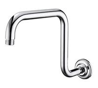 DIKUROOMS S Shape Shower Extension Arm with Flange, Stainless Steel High Rise Shower Head Extender Pipe,Chrome