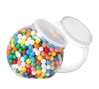 DilaBee 2-Pack Plastic Candy Jar - 96oz Large Candy Jars with Lids for Candy Buffet, Kitchen & Office Desk - Plastic Jars with Lids for Candy, Cookies & Snacks - Clear Jar with Labels BPA-Free