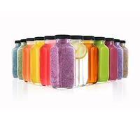 DilaBee 8 Ounce Glass Drink Bottles, Pack of 12 Glass Water Bottles with Lids, Great for Storing Juices, Smoothies, Beverages (12 Pack)