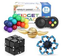Dilabnda 5 Pack Fidget Set Age 3+ with Infinity Cube, Magnetic Stones, Fidget Gaming Pad, Golden Fidget Spinner, Rattle Snakes Magnetic Eggs, Sensory Cool Finger Set for Party Gift