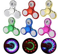 Dilabnda 6 PCS Light Age 3+ up Fidget Spinner Toys, LED Sensory Hand Fidget Toys, Glow in The Dark Multiple Flash Modes Finger Toys Pack for Birthday Party Favors