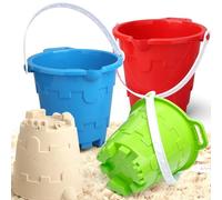 Dilabnda Bucket in Sandcastle Shape for Children, Sandcastle Beach Bucket Toy Set with Mesh Bag, Sand Beach Bucket for Children, Toddlers, Outdoor Play Sandbox, Snow Backyard 3 Colourful