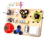 Dilabnda Montessori Busy Board Wooden Fidget Sensory Toy for Toddlers, Activity Board Educational Travel Toy for Plane Fine Motor Skills Gift for Boy Girl