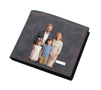 Dilamus Custom Wallet for Men, Genuine Leather Wallet for Anniversary, Unique Design Gift for Him Father Boyfriend Husband Grandpa Son, Bifold, 7 Card Slot Black