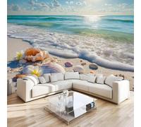 DILANI 3D Photo Wallpaper Beach Seaside 150x105 cm Art Wall Mural Non-Woven Small 3D Panoramic Poster Ocean Sunrise Mural Wallpaper Poster TV Background Decoration for Living Room Bedroom
