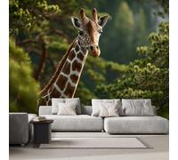DILANI 3D Photo Wallpaper Giraffe Forest 200x140 cm Art Wall Mural Non-Woven Small 3D Panoramic Poster Kawaii Animals Mural Wallpaper Poster TV Background Decoration for Living Room Bedroom