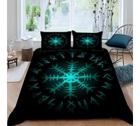 DILANI Duvet Cover double 3D Viking Quilt Cover Soft Microfiber Comforter Cover With Zipper Closure Bedroom and 2 Pillowcase Norse Mythology Runes Bedding Set for Kids Teens and Adults