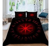 DILANI Duvet Cover double 3D Viking Quilt Cover Soft Microfiber Comforter Cover With Zipper Closure Bedroom and 2 Pillowcase Norse Mythology Runes Bedding Set for Kids Teens and Adults