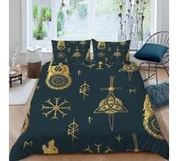 DILANI Duvet Cover double 3D Viking Quilt Cover Soft Microfiber Comforter Cover With Zipper Closure Bedroom and 2 Pillowcase Norse Mythology Runes Bedding Set for Kids Teens and Adults