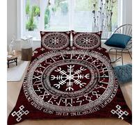 DILANI Duvet Cover double 3D Viking Quilt Cover Soft Microfiber Comforter Cover With Zipper Closure Bedroom and 2 Pillowcase Norse Mythology Runes Bedding Set for Kids Teens and Adults