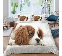 DILANI Duvet Cover Set single 3D Dog Quilt Cover Soft Microfiber Comforter Cover With Zipper Closure Bedroom and 2 Pillowcase Cute Cavalier King Charles Spaniel Bedding Set for Kids Teens and Adults