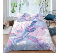 DILANI Duvet Cover Set single 3D Japanese Animation Quilt Cover Soft Microfiber Comforter Cover With Zipper Closure Bedroom and 2 Pillowcase Anime Girl Bedding Set for Kids Teens and Adults