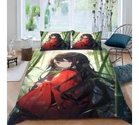 DILANI Duvet Cover Set single 3D Japanese Animation Quilt Cover Soft Microfiber Comforter Cover With Zipper Closure Bedroom and 2 Pillowcase Anime Girl Bedding Set for Kids Teens and Adults