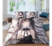 DILANI Duvet Cover Set single 3D Japanese Animation Quilt Cover Soft Microfiber Comforter Cover With Zipper Closure Bedroom and 2 Pillowcase Anime Girl Bedding Set for Kids Teens and Adults