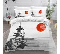 DILANI Duvet Cover Set single 3D Japanese Cherry Blossoms Quilt Cover Soft Microfiber Comforter Cover With Zipper Closure Bedroom and 2 Pillowcase Landscape Bedding Set for Kids Teens and Adults