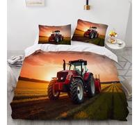 DILANI Duvet Cover Set single 3D Tractor Quilt Cover Soft Microfiber Comforter Cover With Zipper Closure Bedroom and 2 Pillowcase Wheat Field Bedding Set for Kids Teens and Adults