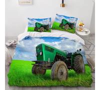 DILANI Duvet Cover Set single 3D Tractor Quilt Cover Soft Microfiber Comforter Cover With Zipper Closure Bedroom and 2 Pillowcase Wheat Field Bedding Set for Kids Teens and Adults