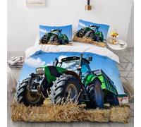 DILANI Duvet Cover Set single 3D Tractor Quilt Cover Soft Microfiber Comforter Cover With Zipper Closure Bedroom and 2 Pillowcase Wheat Field Bedding Set for Kids Teens and Adults
