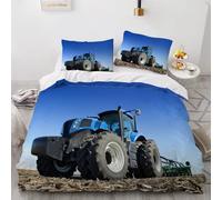 DILANI Duvet Cover Set single 3D Tractor Quilt Cover Soft Microfiber Comforter Cover With Zipper Closure Bedroom and 2 Pillowcase Wheat Field Bedding Set for Kids Teens and Adults