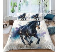 DILANI Duvet Cover Sets king 3D Dark Horse Quilt Cover Soft Microfiber Comforter Cover With Zipper Closure Bedroom and 2 Pillowcase Kawaii Animals Bedding Sets for Kids Teens and Adults