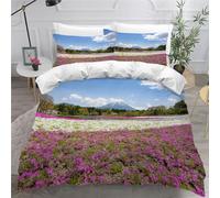 DILANI Duvet Cover Sets king 3D Japanese Cherry Blossoms Quilt Cover Soft Microfiber Comforter Cover With Zipper Closure Bedroom and 2 Pillowcase Mount Fuji Bedding Sets for Kids Teens and Adults