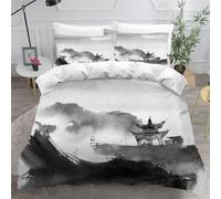 DILANI Duvet Cover Sets king 3D Japanese Cherry Blossoms Quilt Cover Soft Microfiber Comforter Cover With Zipper Closure Bedroom and 2 Pillowcase Landscape Bedding Sets for Kids Teens and Adults