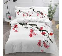 DILANI Duvet Cover Sets king 3D Japanese Cherry Blossoms Quilt Cover Soft Microfiber Comforter Cover With Zipper Closure Bedroom and 2 Pillowcase Pink Bedding Sets for Kids Teens and Adults