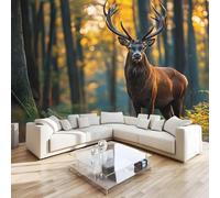 DILANI Photo Wallpaper Deer Forest 250x175 cm Non-Woven Wall Mural 3D Kawaii Animals Wallpaper Murals for Living Room,Bedroom,Kids Room,Office,TV Background Home Deco