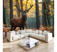 DILANI Photo Wallpaper Deer Forest 350x256 cm Non-Woven Wall Mural 3D Kawaii Animals Wallpaper Murals for Living Room,Bedroom,Kids Room,Office,TV Background Home Deco