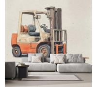 DILANI Photo Wallpaper Forklift 366x254 cm Non-Woven Wall Mural 3D Engineering Vehicle Wallpaper Murals for Living Room,Bedroom,Kids Room,Office,TV Background Home Deco
