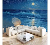 DILANI Photo Wallpaper Sunset On The Beach 250x175 cm Non-Woven Wall Mural 3D Starry Sky Scenery Wallpaper Murals for Living Room,Bedroom,Kids Room,Office,TV Background Home Deco