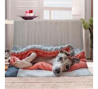 DILANI Throw Blanket 3D Dog Fleece Flannel Blanket Soft Super Warm Whippet Cozy Winter Bed Sofa Blankets Fluffy Microfibre For Girls Boy Kids Adults Single Blanket Throw 100x130cm