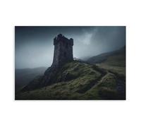 Dilapidated Towers in The Gothic Fog Canvas Poster Wall Art Decor Print Picture Paintings for Living Room Bedroom Decoration 24x36inch(60x90cm)
