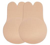 Dilara Adhesive Bra Push-Up - Set of 2 Self-Adhesive Bra with Hand-Applied Soft Glue - Backless & Strapless - Invisible Lift-Up Bra with Nipple Cover - Reusable & Skin-Friendly, beige, C