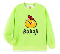 DILBYKE Boys Girls Sweatshirts Solid Sport Pullover Top Crew Neck Long Sleeve Sweatshirt Kid Clothes Cotton, Neon Green, 3-4 Years