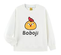 DILBYKE Boys Girls Sweatshirts Solid Sport Pullover Top Crew Neck Long Sleeve Sweatshirt Kid Clothes Cotton, White, 5-6 Years