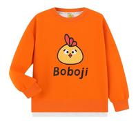 DILBYKE Boys Girls Sweatshirts Solid Sport Pullover Top Crew Neck Long Sleeve Sweatshirt Kid Clothes Cotton, Orange, 11-12 Years