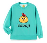 DILBYKE Boys Girls Sweatshirts Solid Sport Pullover Top Crew Neck Long Sleeve Sweatshirt Kid Clothes Cotton, Aqua, 9-10 Years