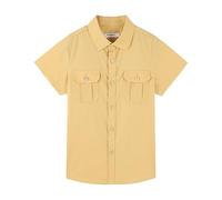 DILBYKE Boys’ School Shirt Short Sleeve Uniform Shirts Woven with Two Pocket, Yellow, 2 Years