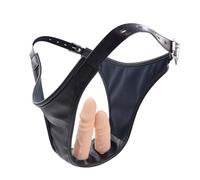 Dildo Pants Underwear PU Leather Chastity Briefs with Realistic Penis Women Masturbation Panties Strap On Dildos G-Spot Anus Stimulator Anal Vaginal Plug